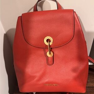 Michael Kors Red Leather Backpack with Gold Hardware